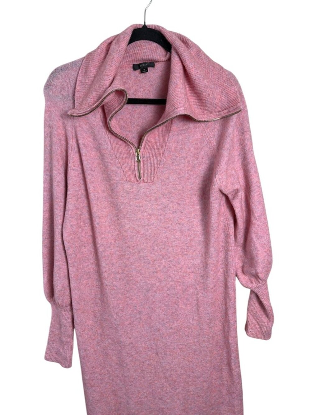 J. Crew Half-zip sweater-dress in Supersoft yarn Rose Pink Wool Blend SZ S - Picture 3 of 8